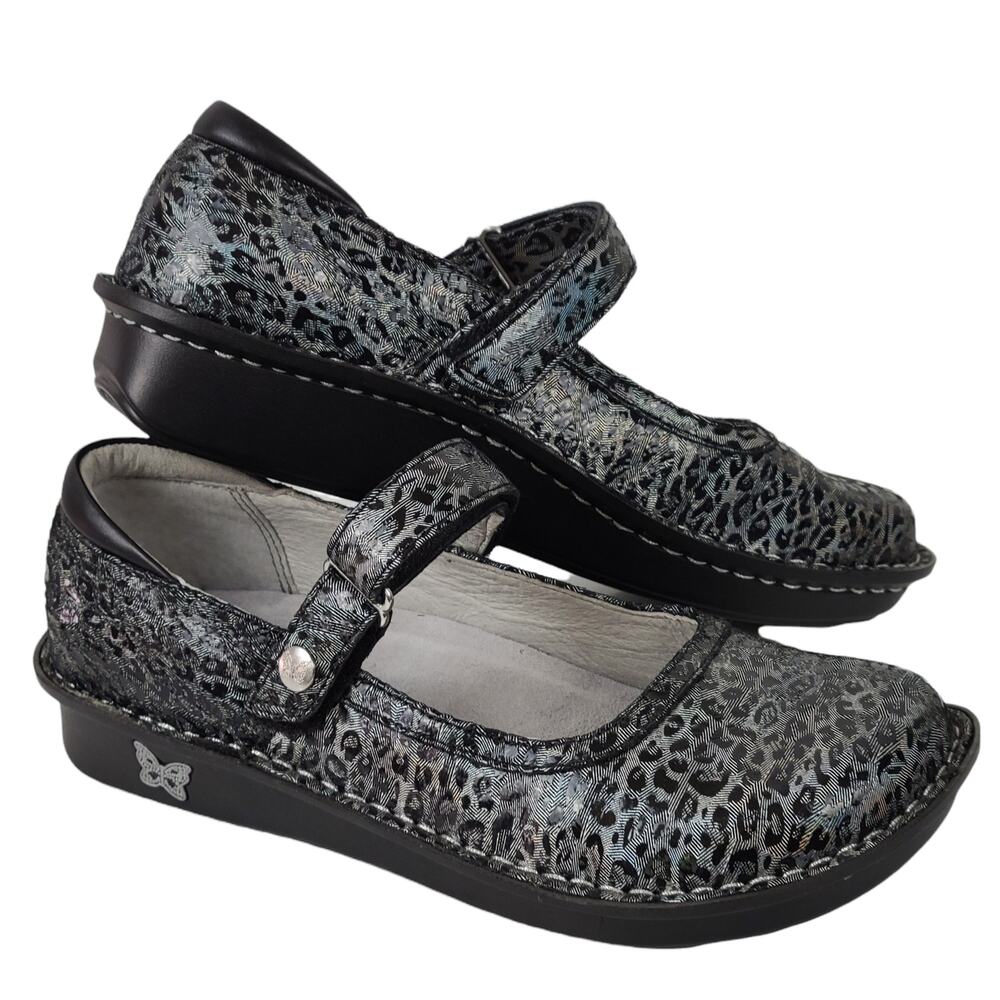 Alegria gray black animal print Paloma Platform size 37 NWOT